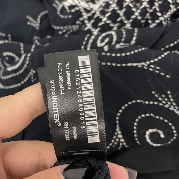 Zara Womens Midi Dress Size XS Long Sleeve Black Beaded Printed 7521/246 NWT - Picture 13 of 16